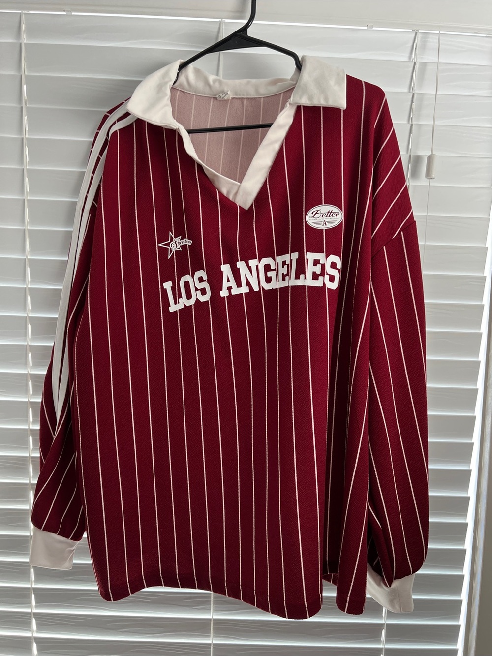 Los Angeles Striped Rugby Sweater - Maroon